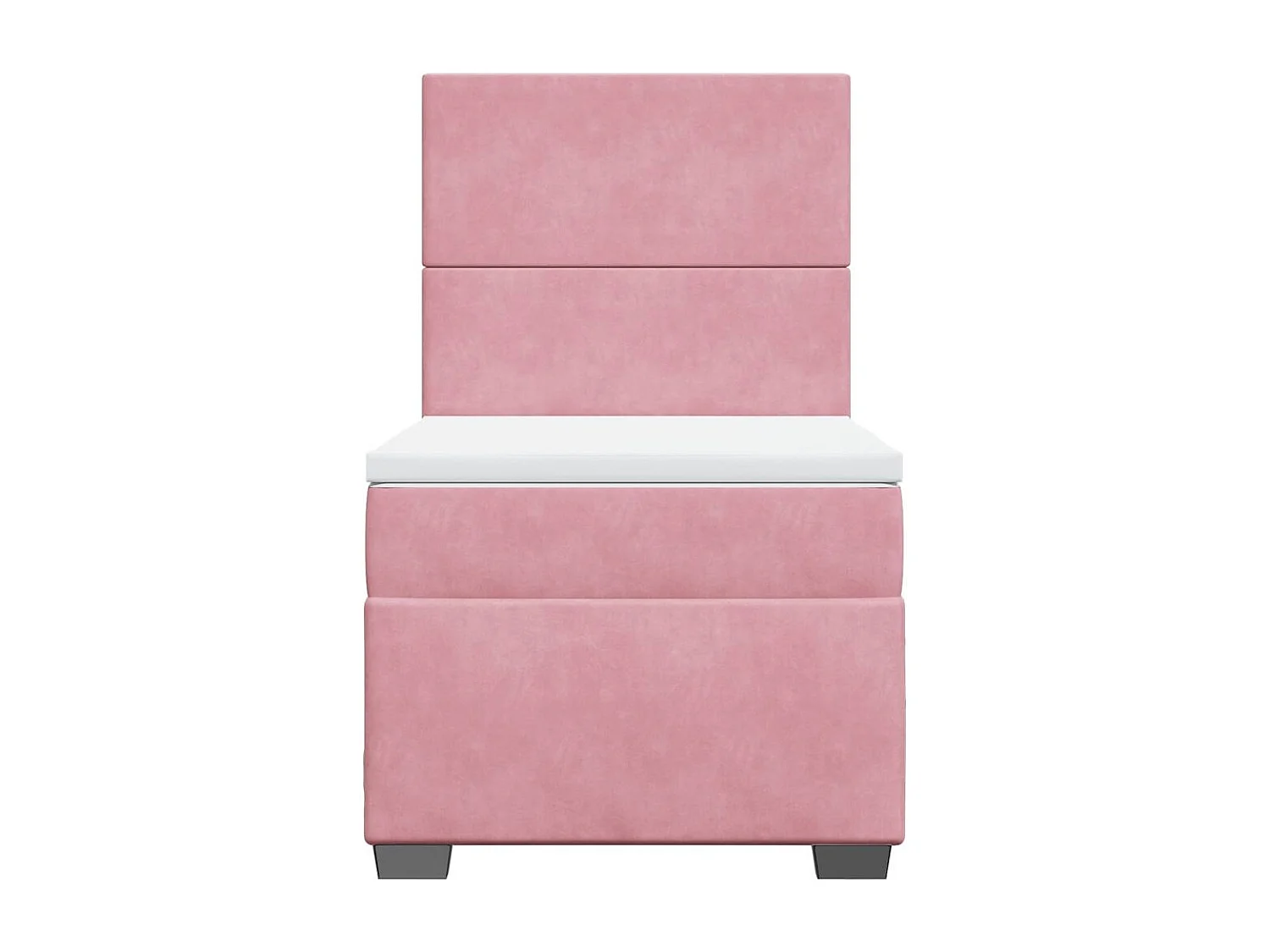 Cama box spring con colchón terciopelo rosa 80x200 cm