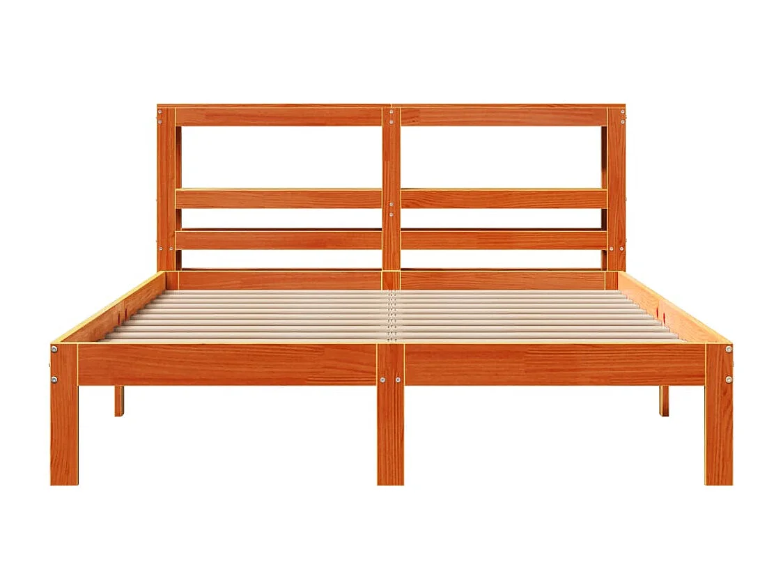 Cama sem colchão 135x190 cm madeira pinho maciça castanho-mel