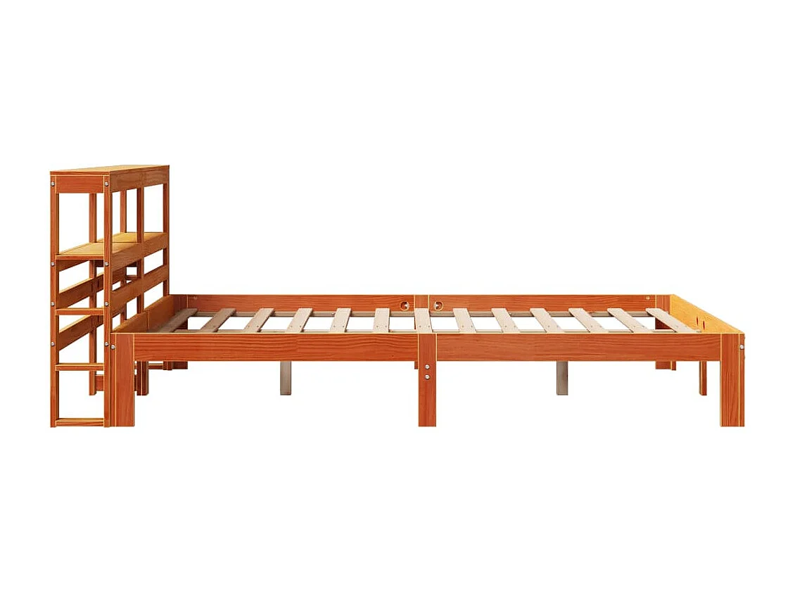 Cama sem colchão 135x190 cm madeira pinho maciça castanho-mel