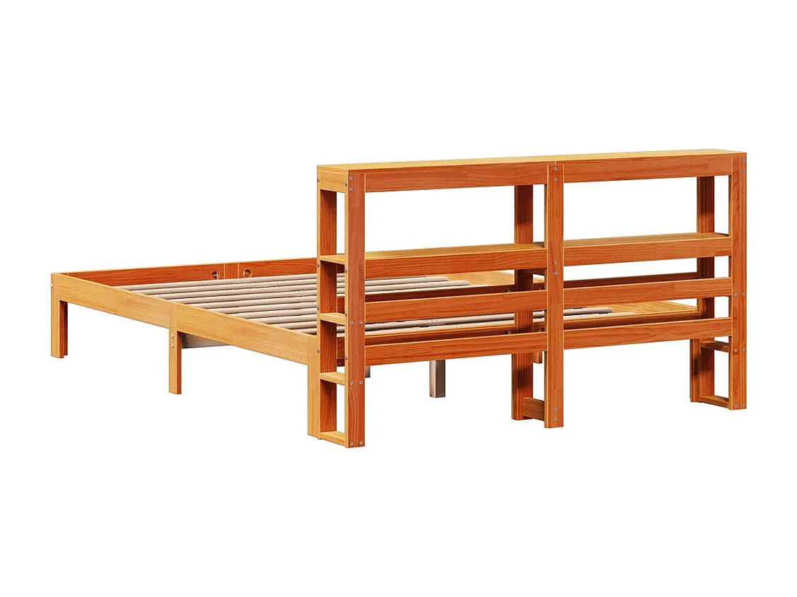 Cama sem colchão 135x190 cm madeira pinho maciça castanho-mel