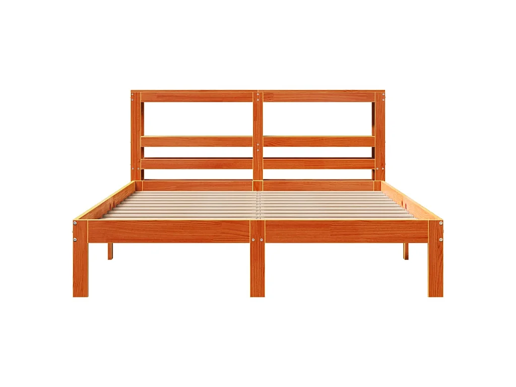 Bedframe zonder matras massief grenenhout wasbruin 135x190 cm