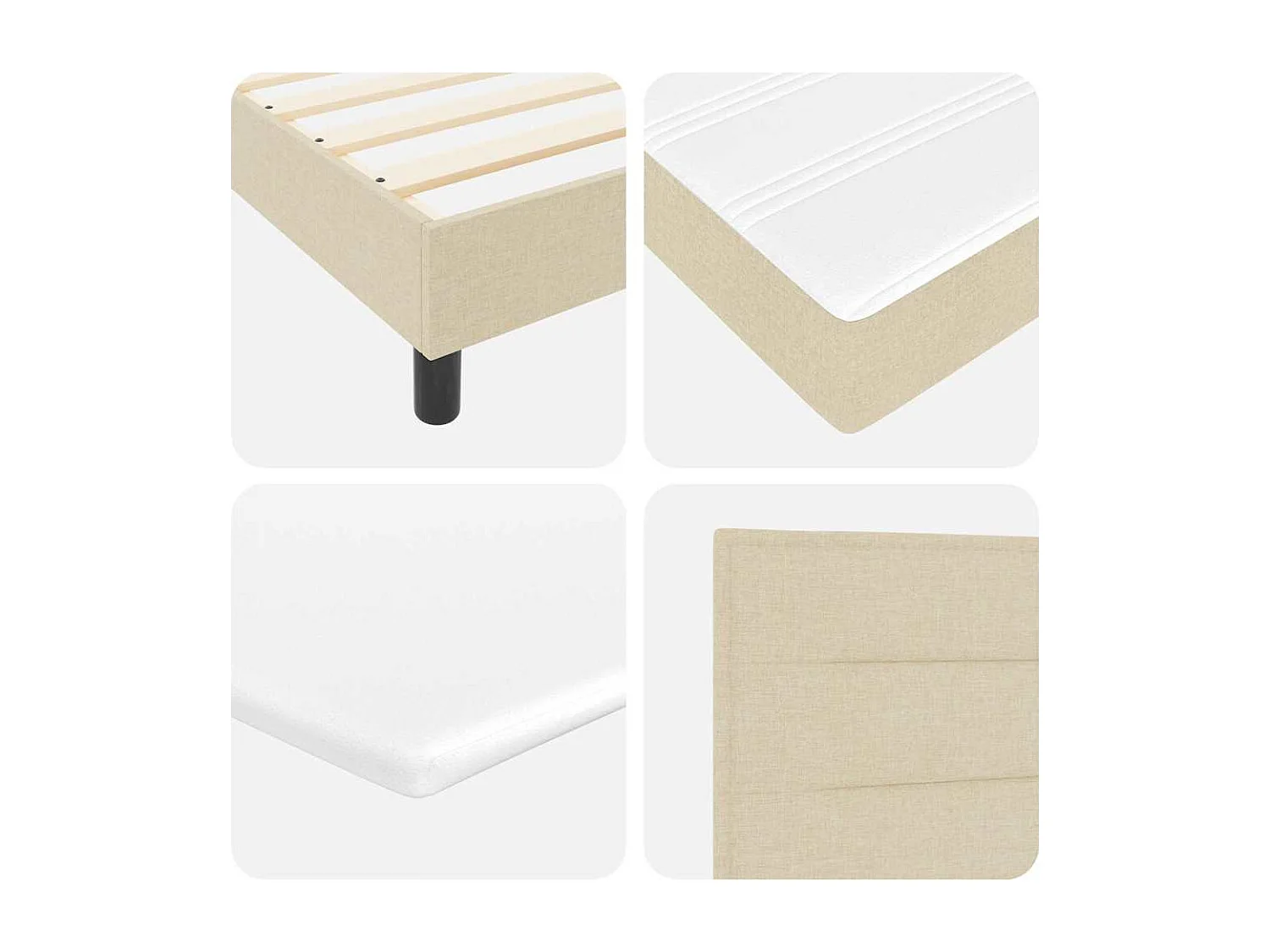 Boxspringbett mit Matratze Creme 200 x 200 cm Stoff