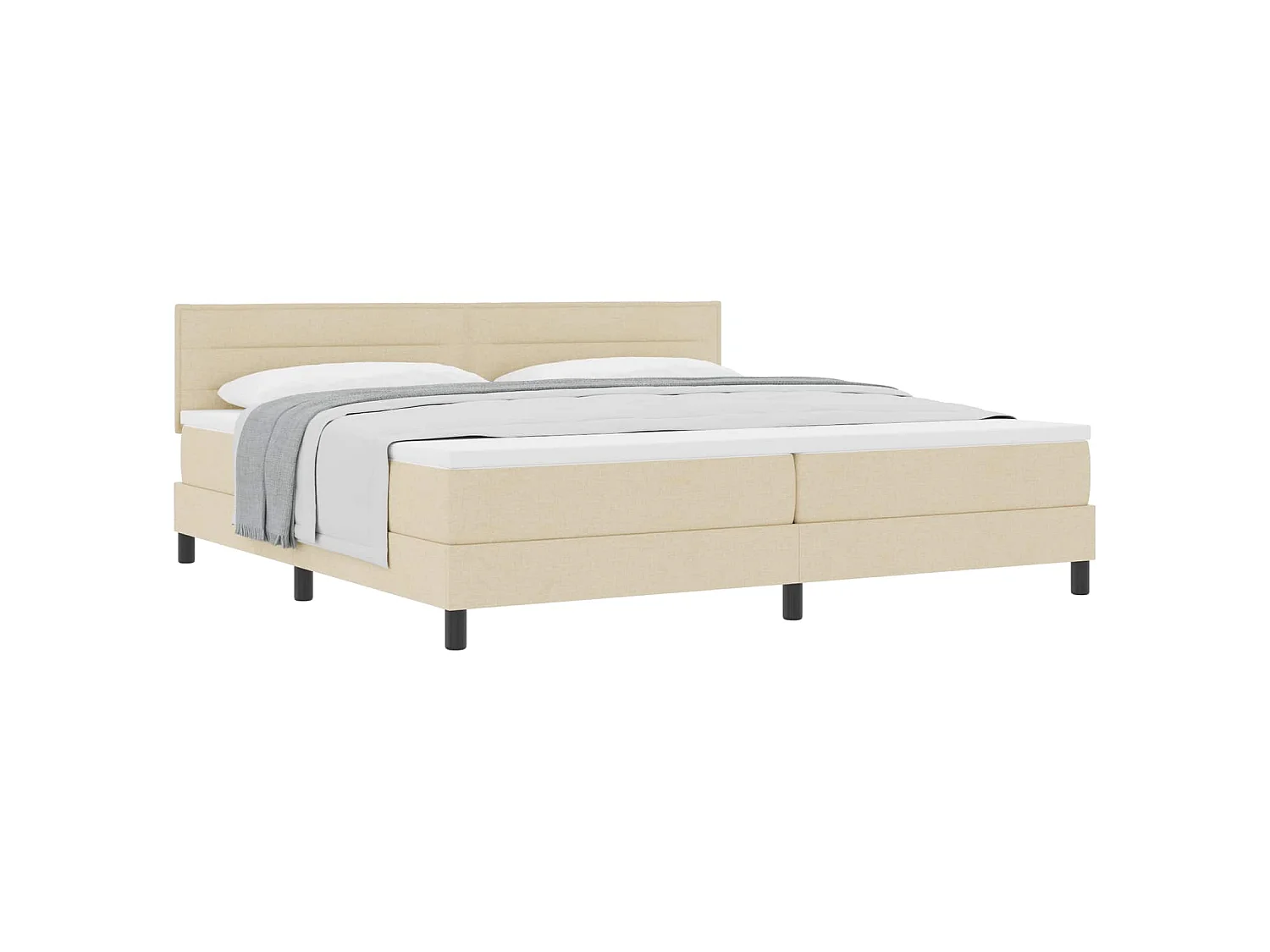 Letto a molle con testiera Crema 200 x 200 cm Tessuto