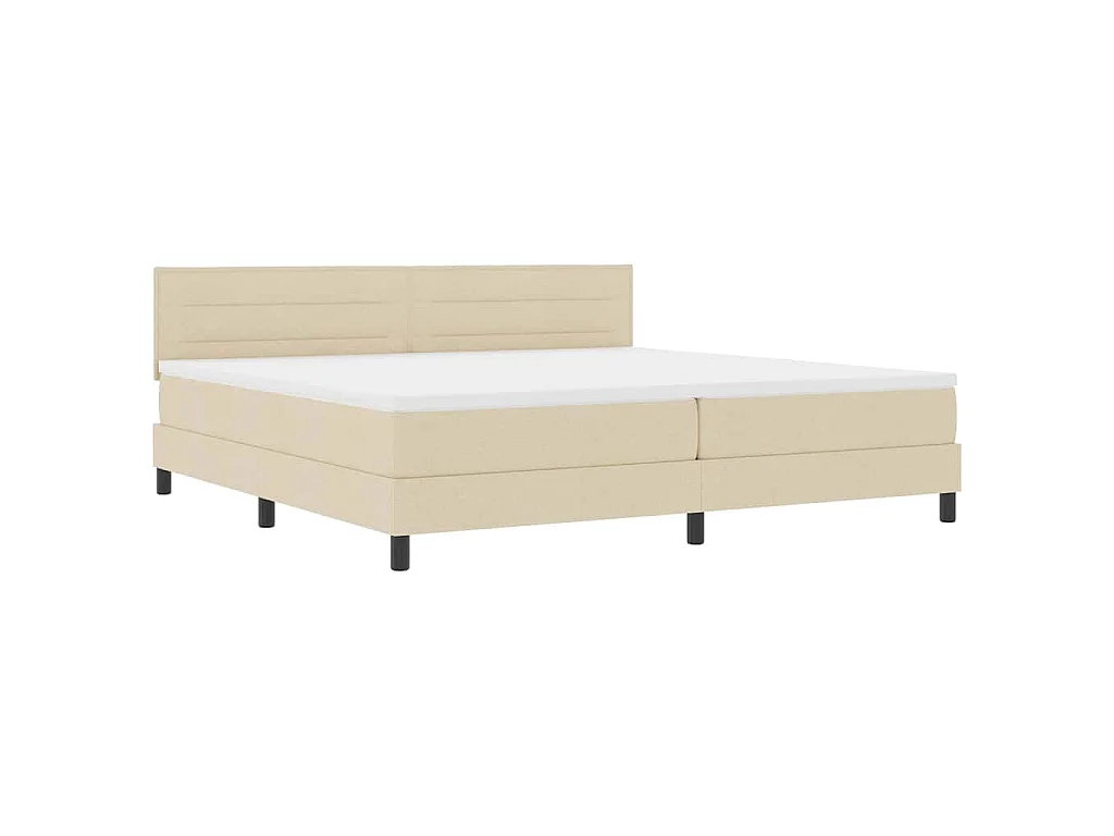 Letto a molle con testiera Crema 200 x 200 cm Tessuto