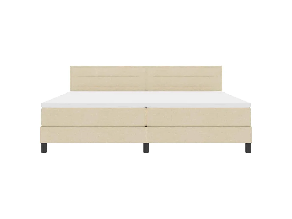 Letto a molle con testiera Crema 200 x 200 cm Tessuto
