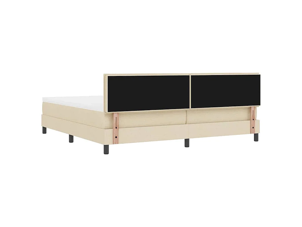 Letto a molle con testiera Crema 200 x 200 cm Tessuto