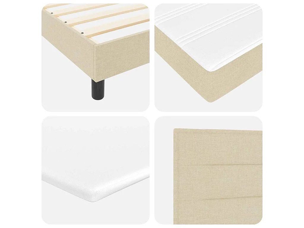 Letto a molle con testiera Crema 200 x 200 cm Tessuto