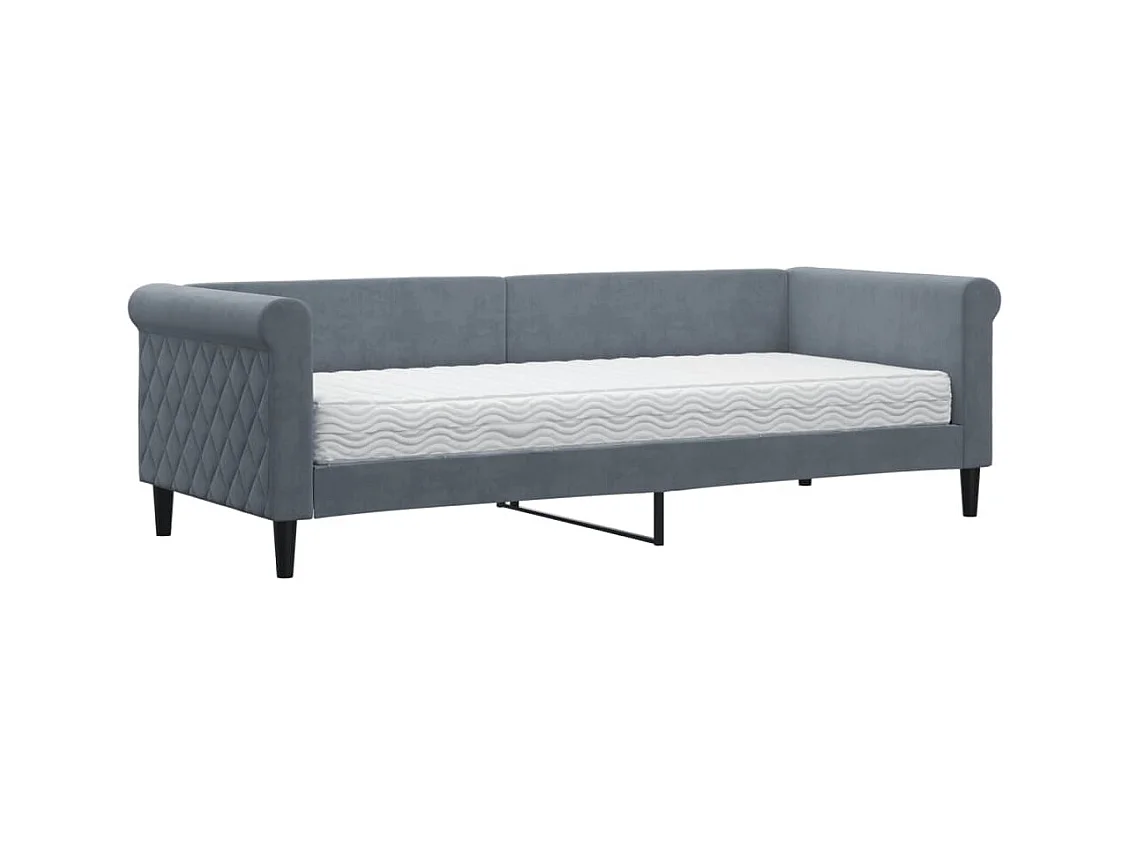 Lit de jour avec matelas gris foncé 80x200 cm velours