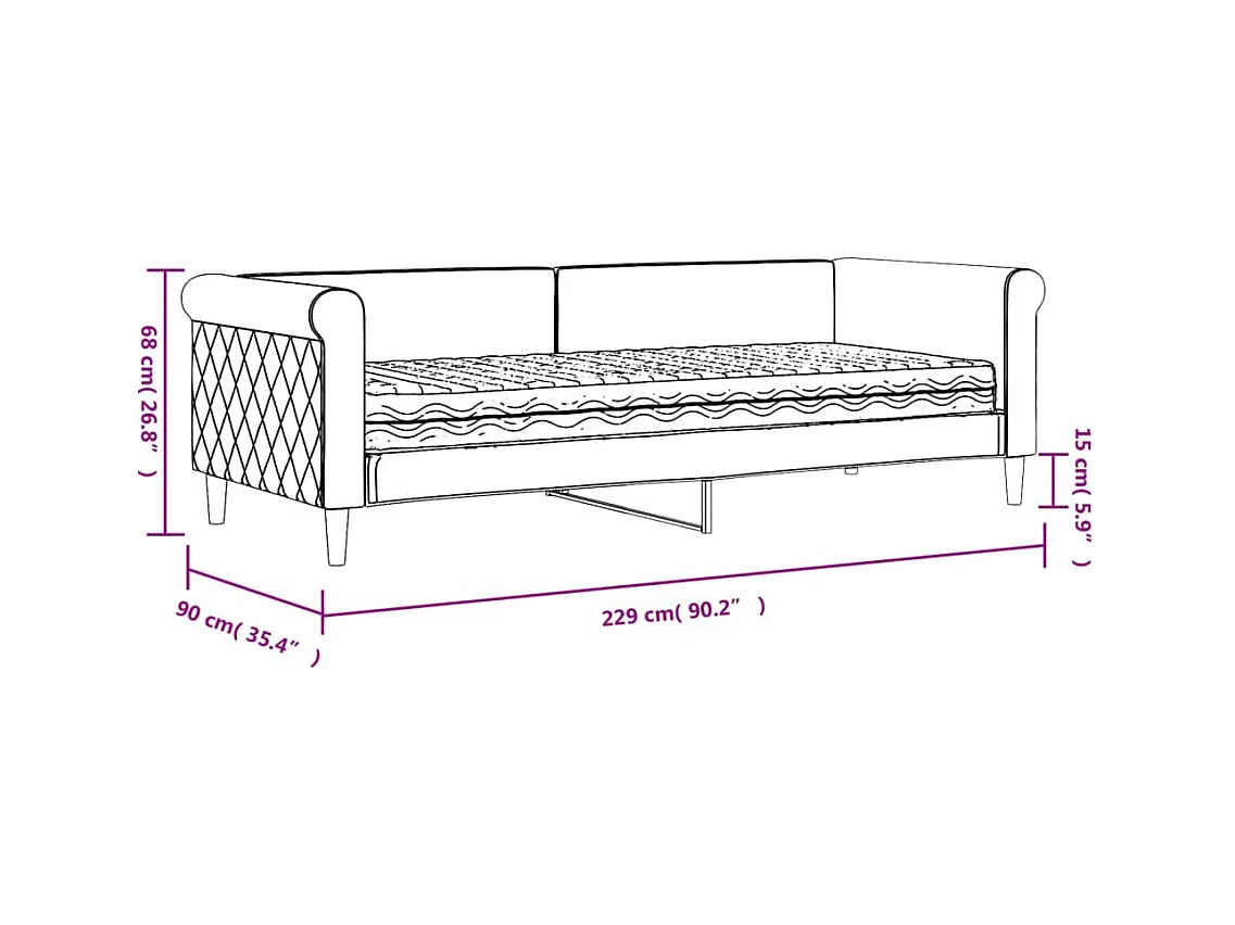 Lit de jour avec matelas gris foncé 80x200 cm velours