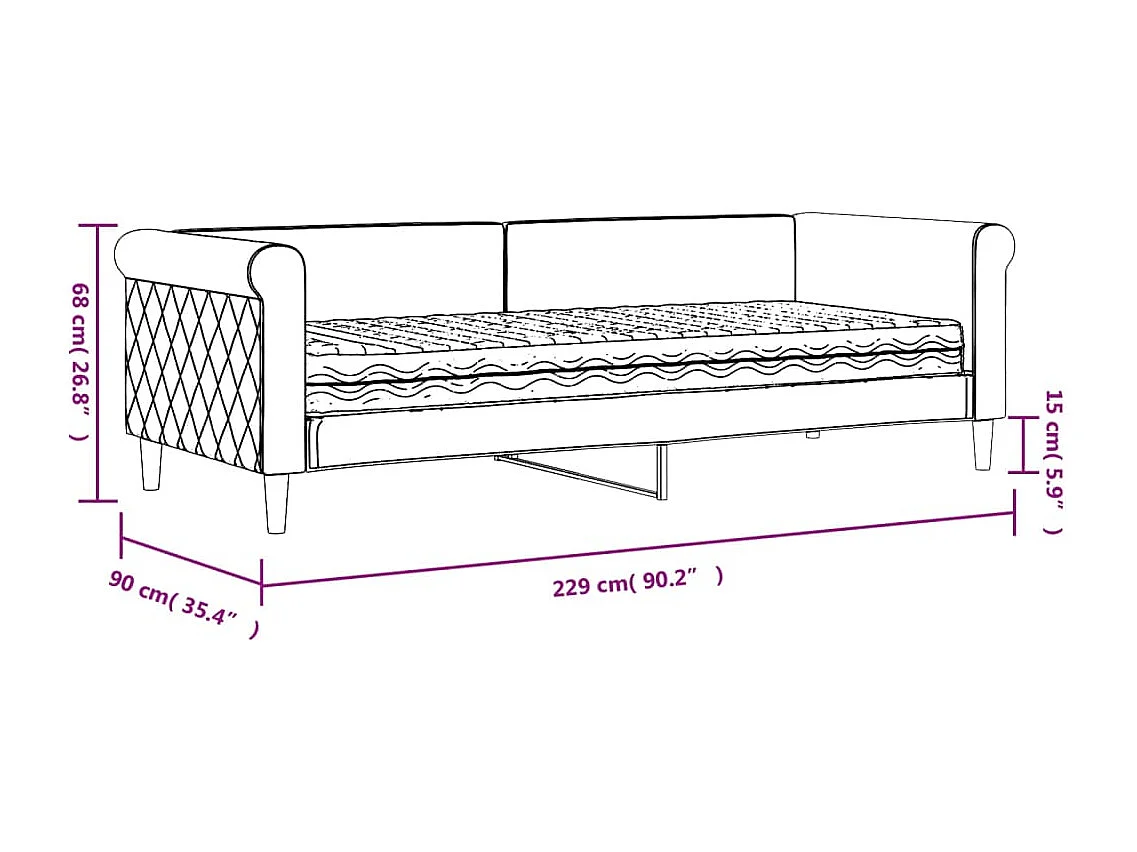 Tagesbett mit Matratze Dunkelgrau 80x200 cm Samt