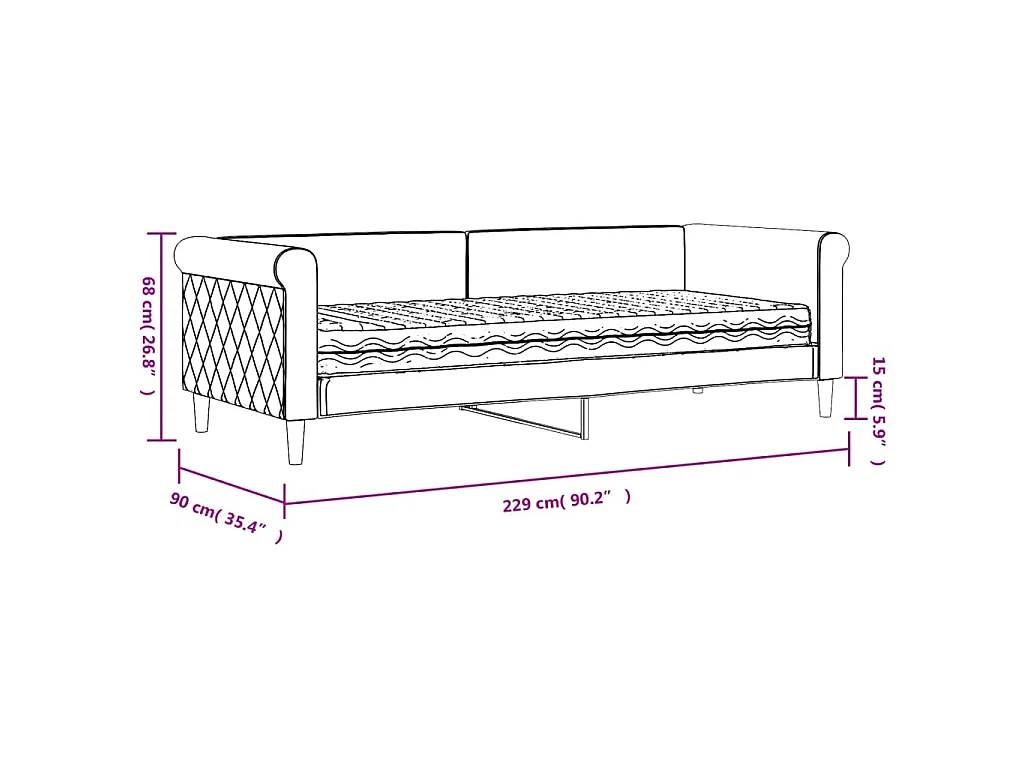 Tagesbett mit Matratze Dunkelgrau 80x200 cm Samt
