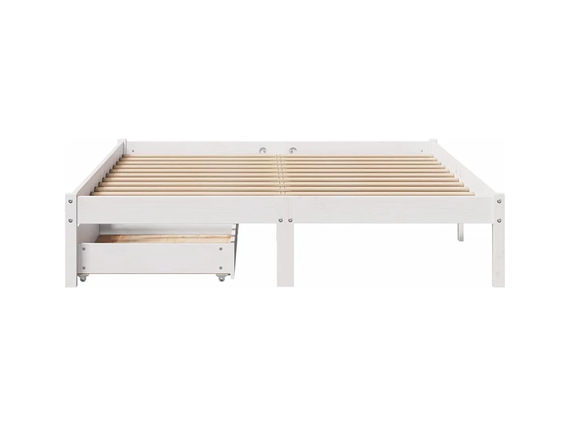 Cadre de lit sans matelas blanc 135x190 cm bois de pin massif