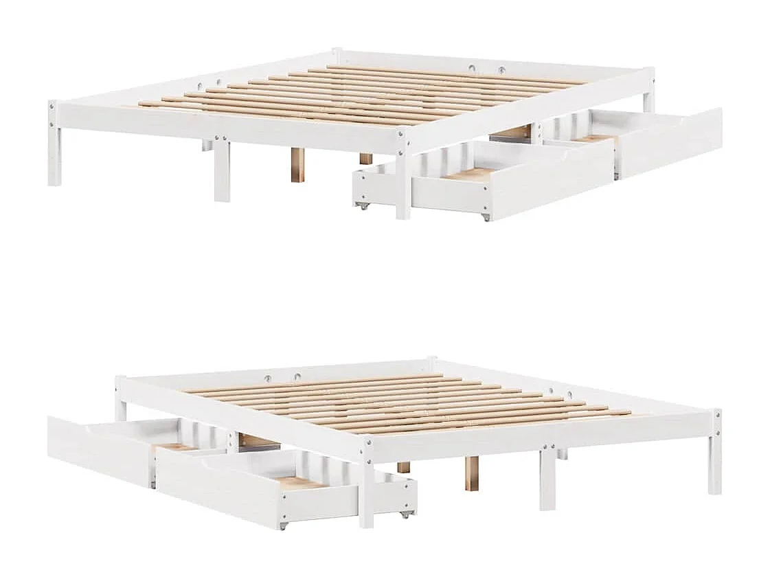 Cadre de lit sans matelas blanc 135x190 cm bois de pin massif