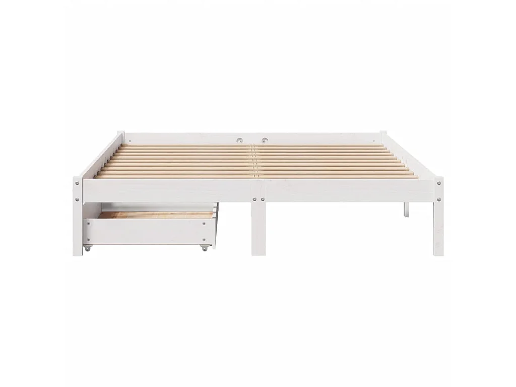 Cama sem colchão 135x190 cm madeira de pinho maciça branco