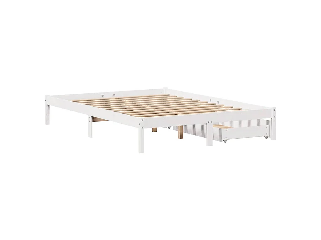 Cama sem colchão 135x190 cm madeira de pinho maciça branco