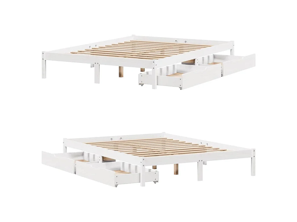 Cama sem colchão 135x190 cm madeira de pinho maciça branco