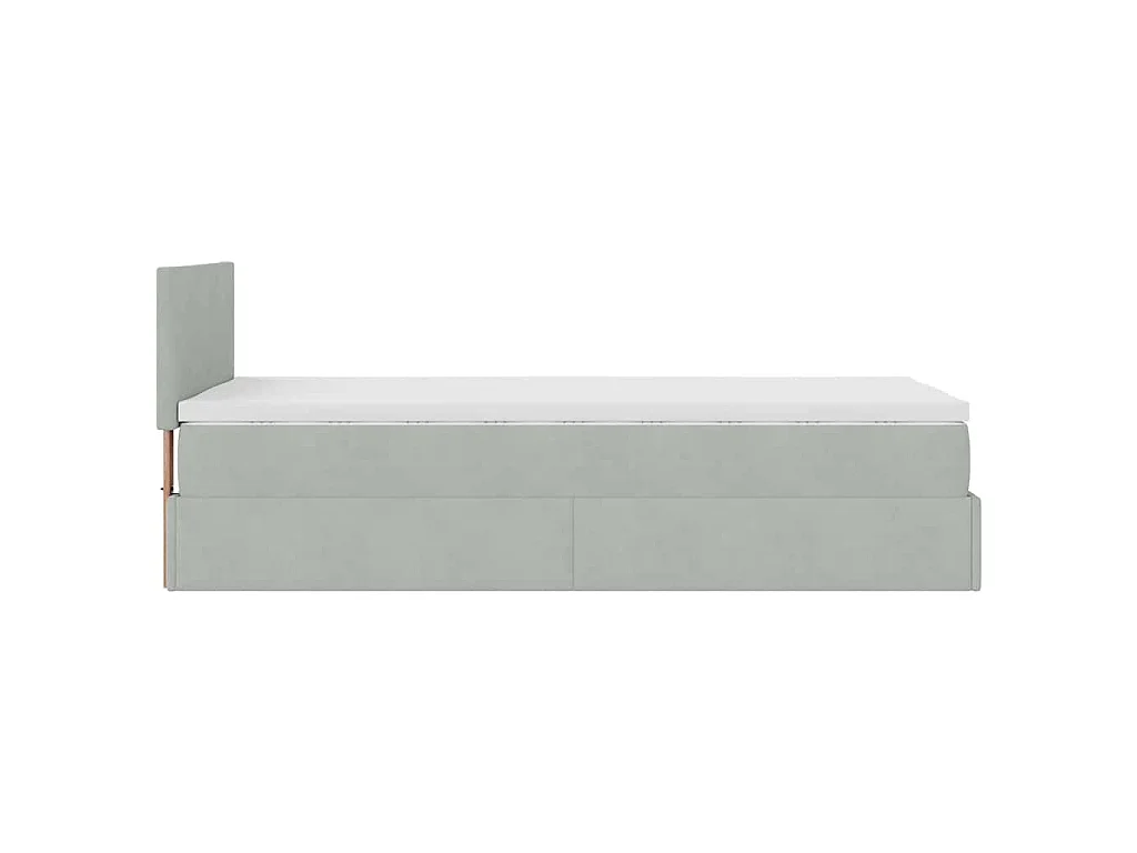 Ottoman-Bett mit Matratze Hellgrau 80x200 cm Samt