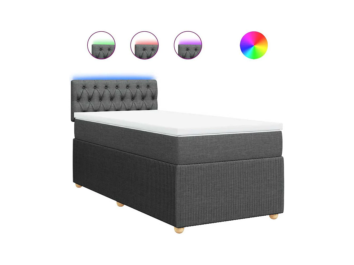 Sommier à lattes de lit avec matelas Gris foncé 80x200 cm Tissu