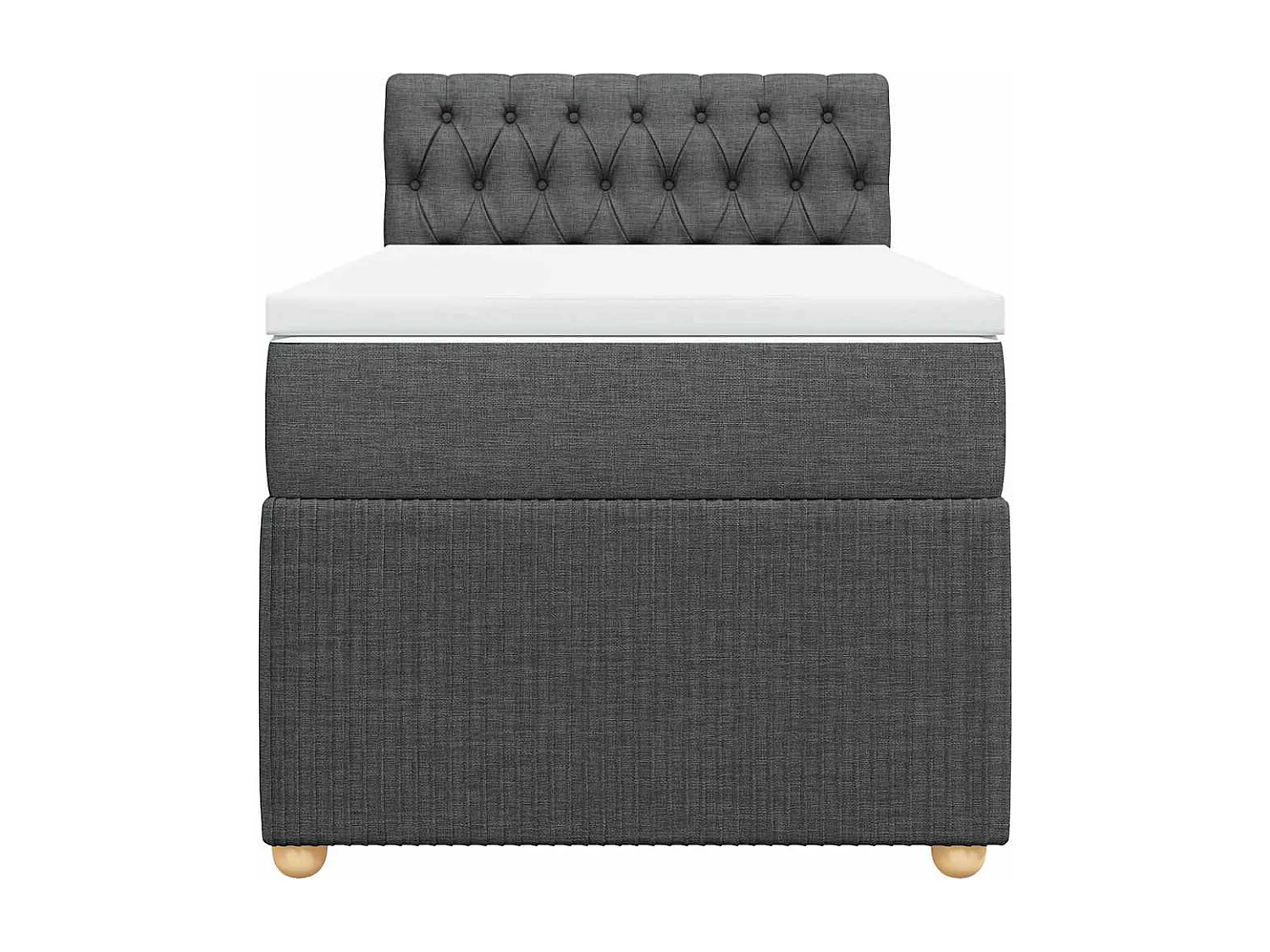 Cama box spring con colchón tela gris oscuro 80x200 cm