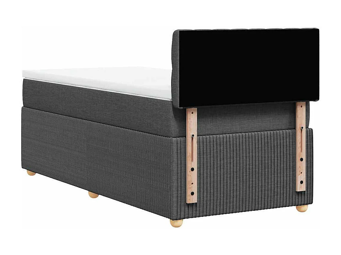 Cama box spring con colchón tela gris oscuro 80x200 cm