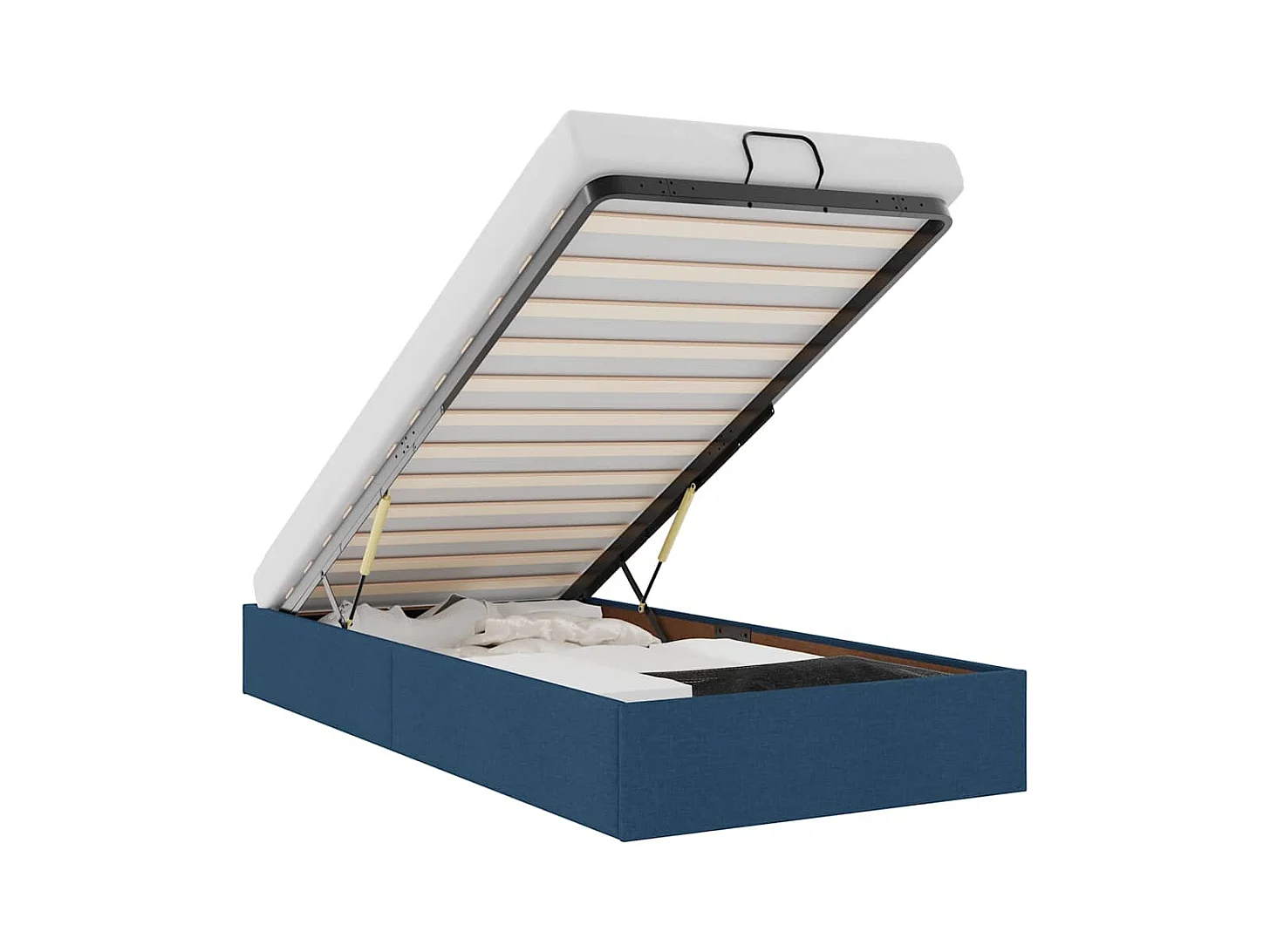 Cadre de lit ottoman sans matelas bleu 80x200 cm tissu