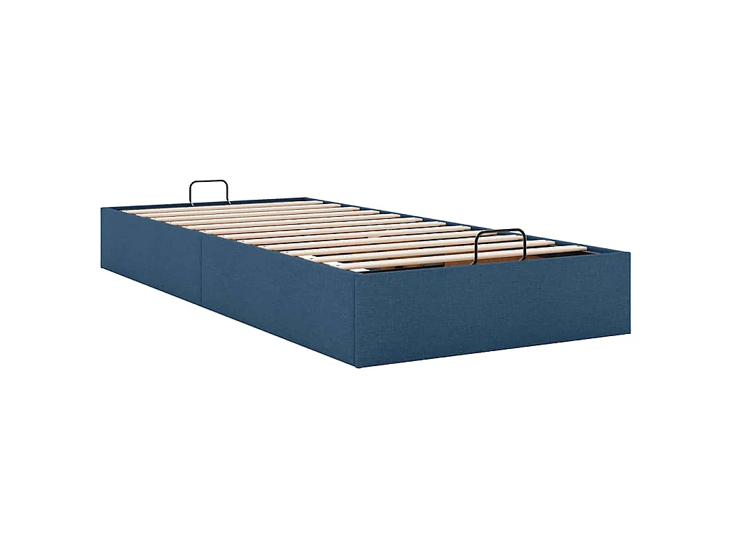 Cadre de lit ottoman sans matelas bleu 80x200 cm tissu
