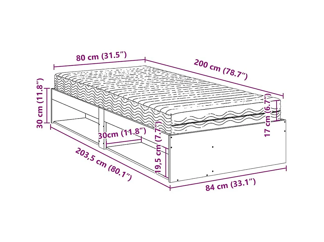 Lit de jour avec matelas cire marron 80x200 cm bois pin massif