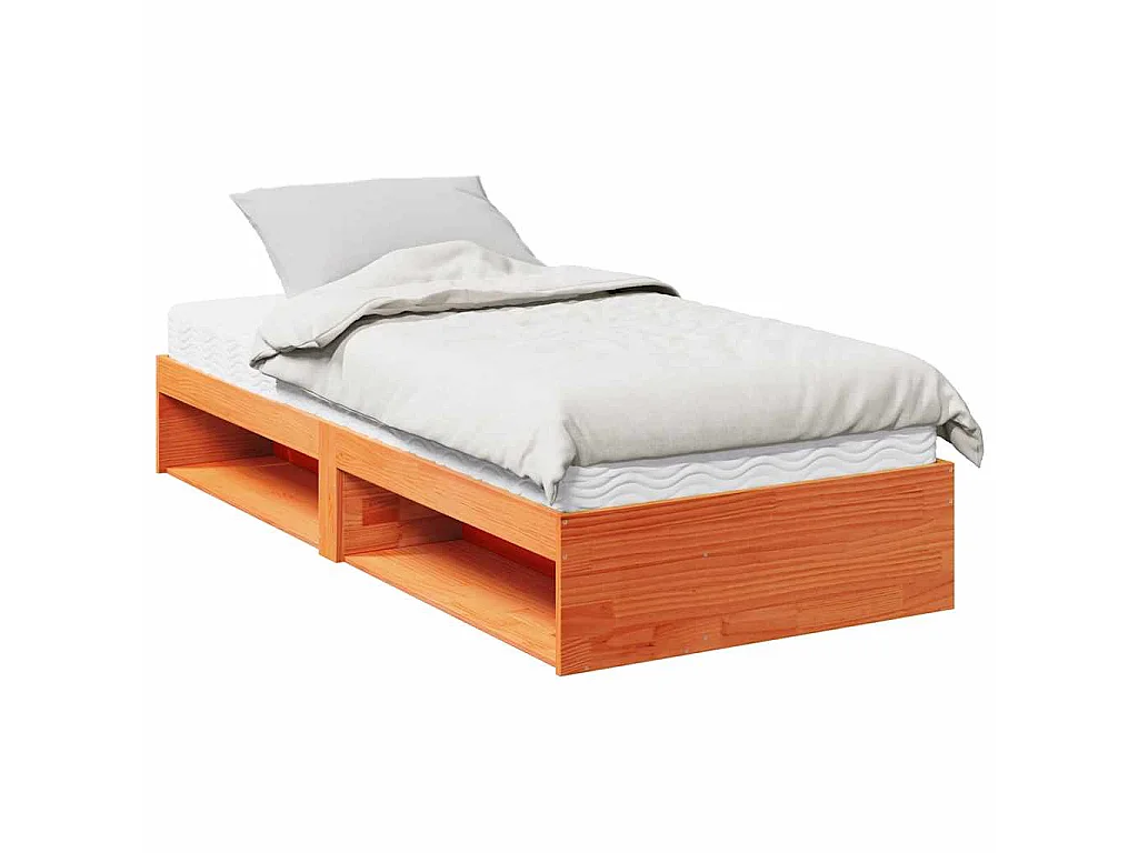 Slaapbank met matras 80x200 cm massief grenenhout wasbruin