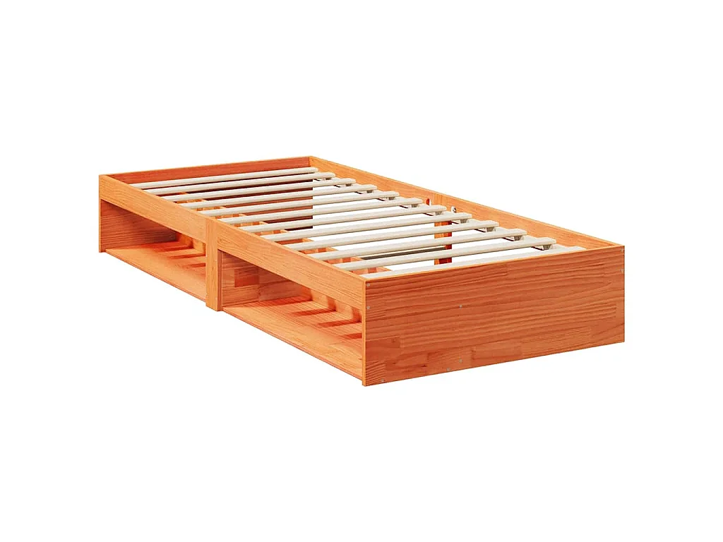 Slaapbank met matras 80x200 cm massief grenenhout wasbruin