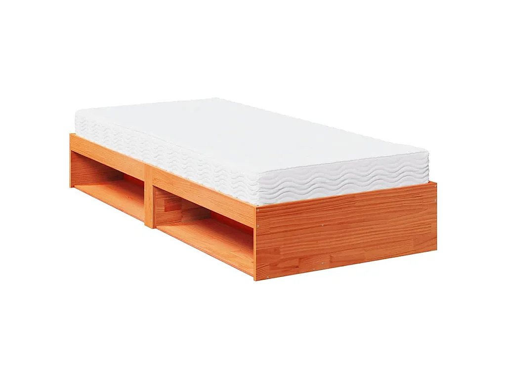 Slaapbank met matras 80x200 cm massief grenenhout wasbruin