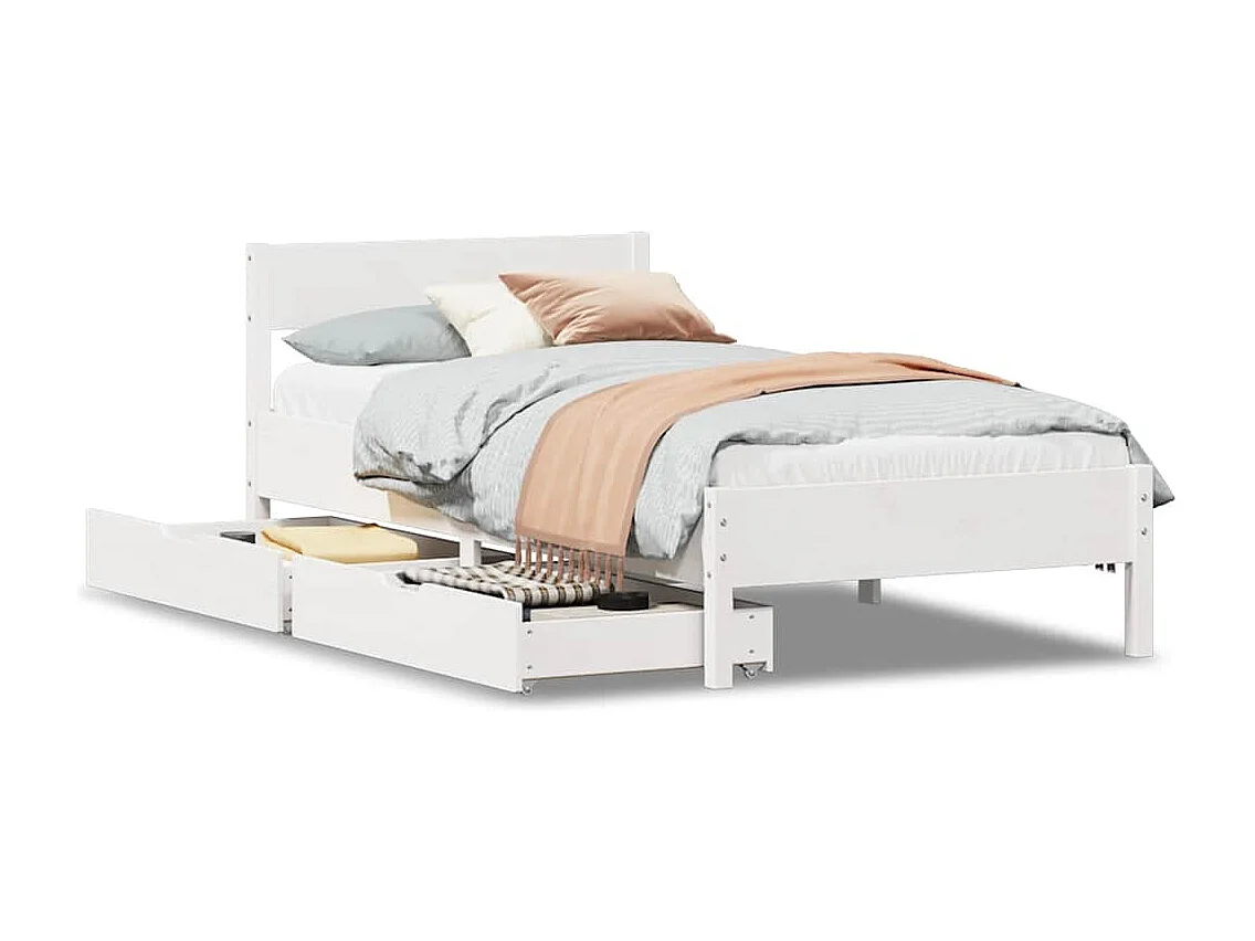 Cadre de lit sans matelas blanc 75x190 cm bois de pin massif