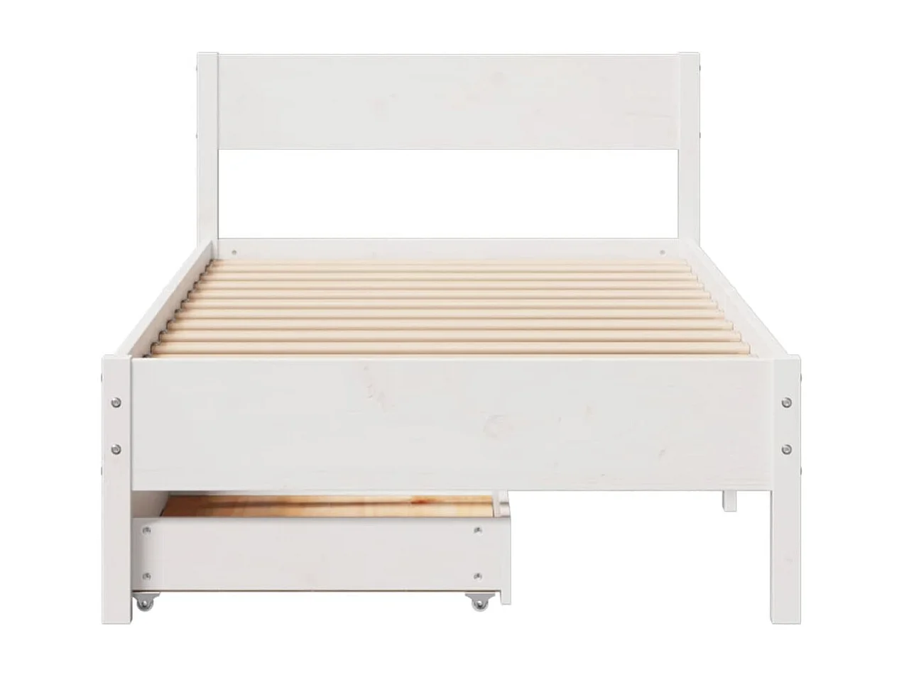 Cadre de lit sans matelas blanc 75x190 cm bois de pin massif