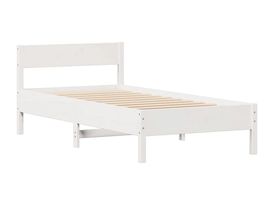Cadre de lit sans matelas blanc 75x190 cm bois de pin massif