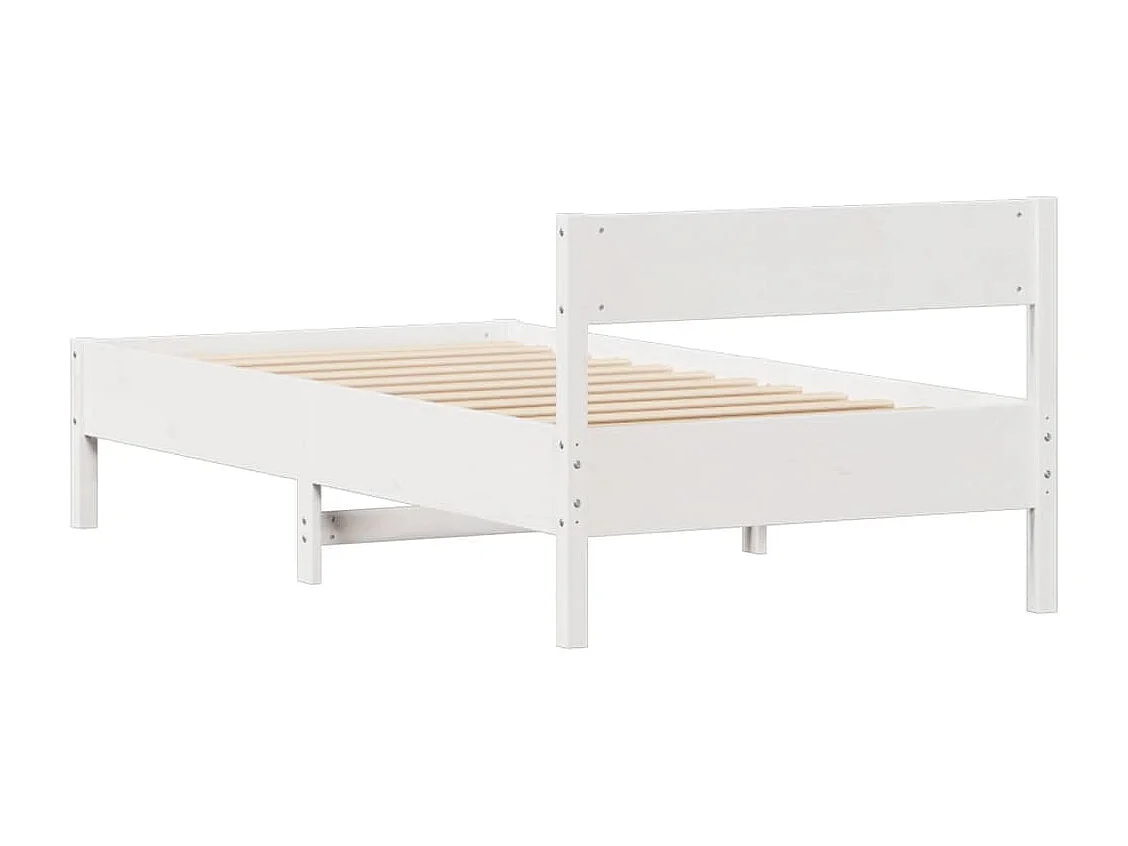 Cadre de lit sans matelas blanc 75x190 cm bois de pin massif