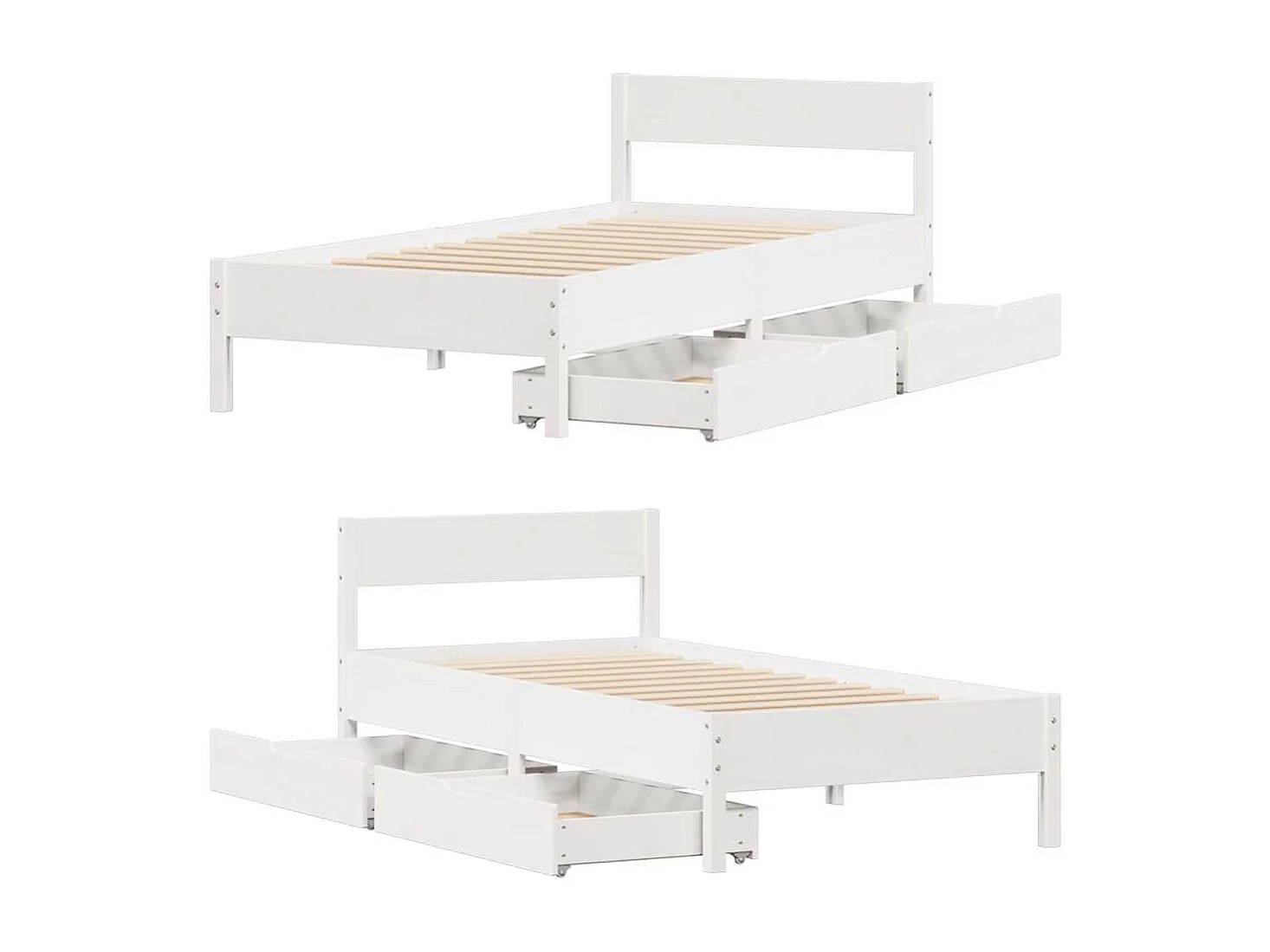 Cadre de lit sans matelas blanc 75x190 cm bois de pin massif