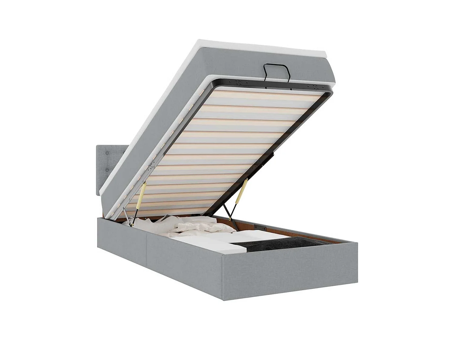 Ottomane Bett mit Matratze & LEDs Hellgrau 80x200 cm Stoff