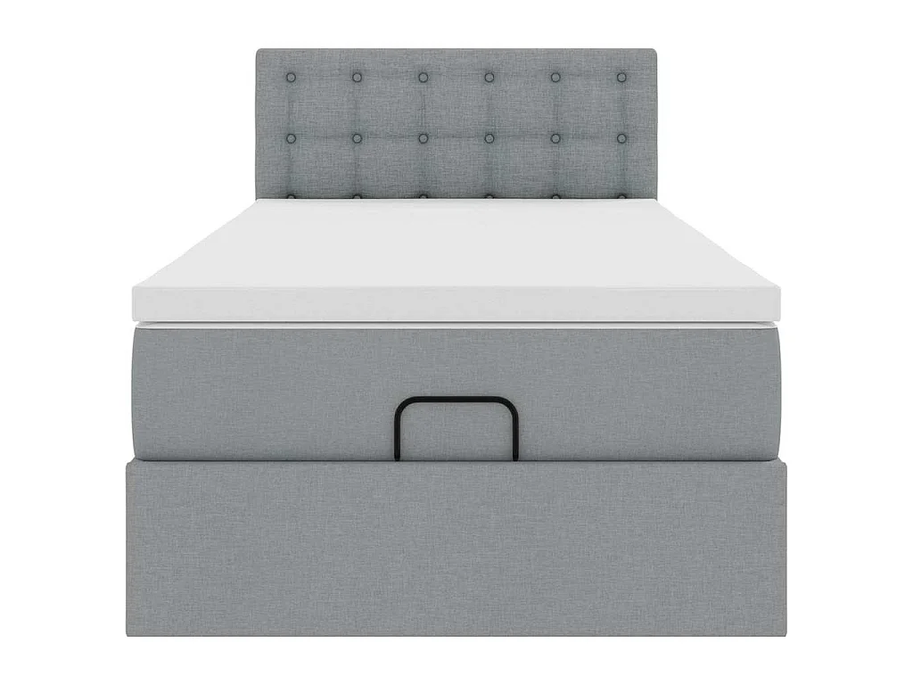 Ottomane Bett mit Matratze & LEDs Hellgrau 80x200 cm Stoff