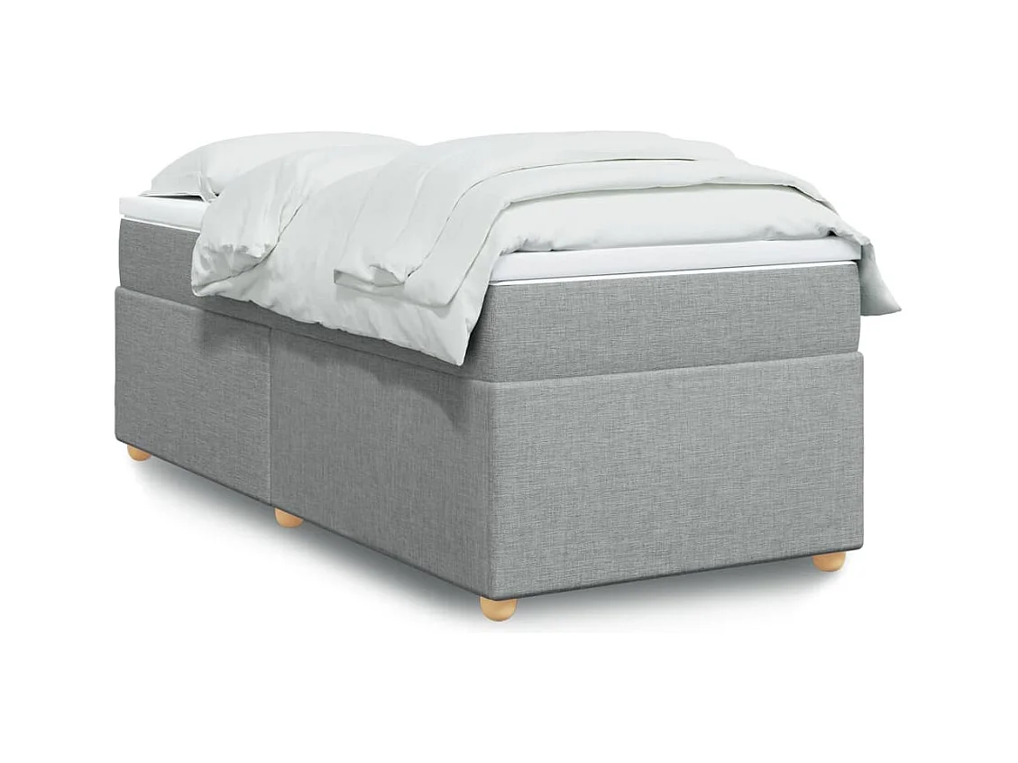 Boxspringbett mit Matratze Hellgrau 80x200 cm Stoff