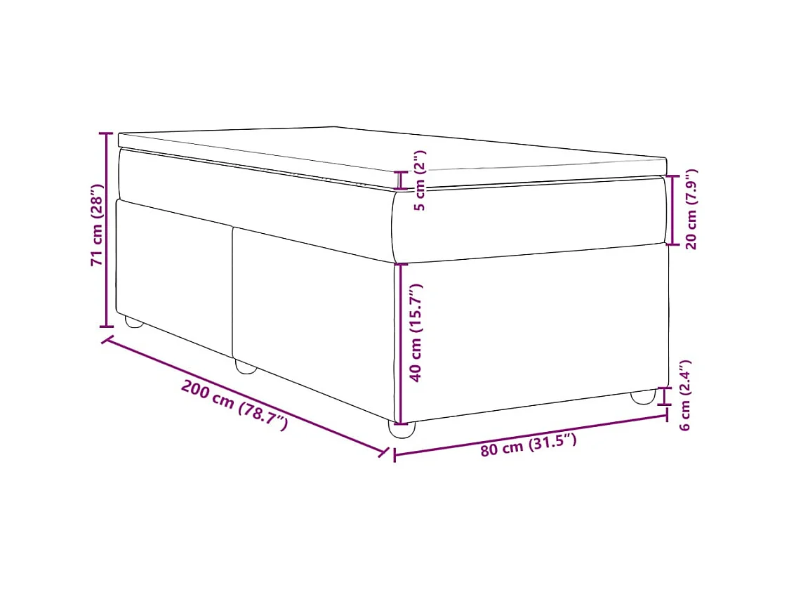 Boxspringbett mit Matratze Hellgrau 80x200 cm Stoff