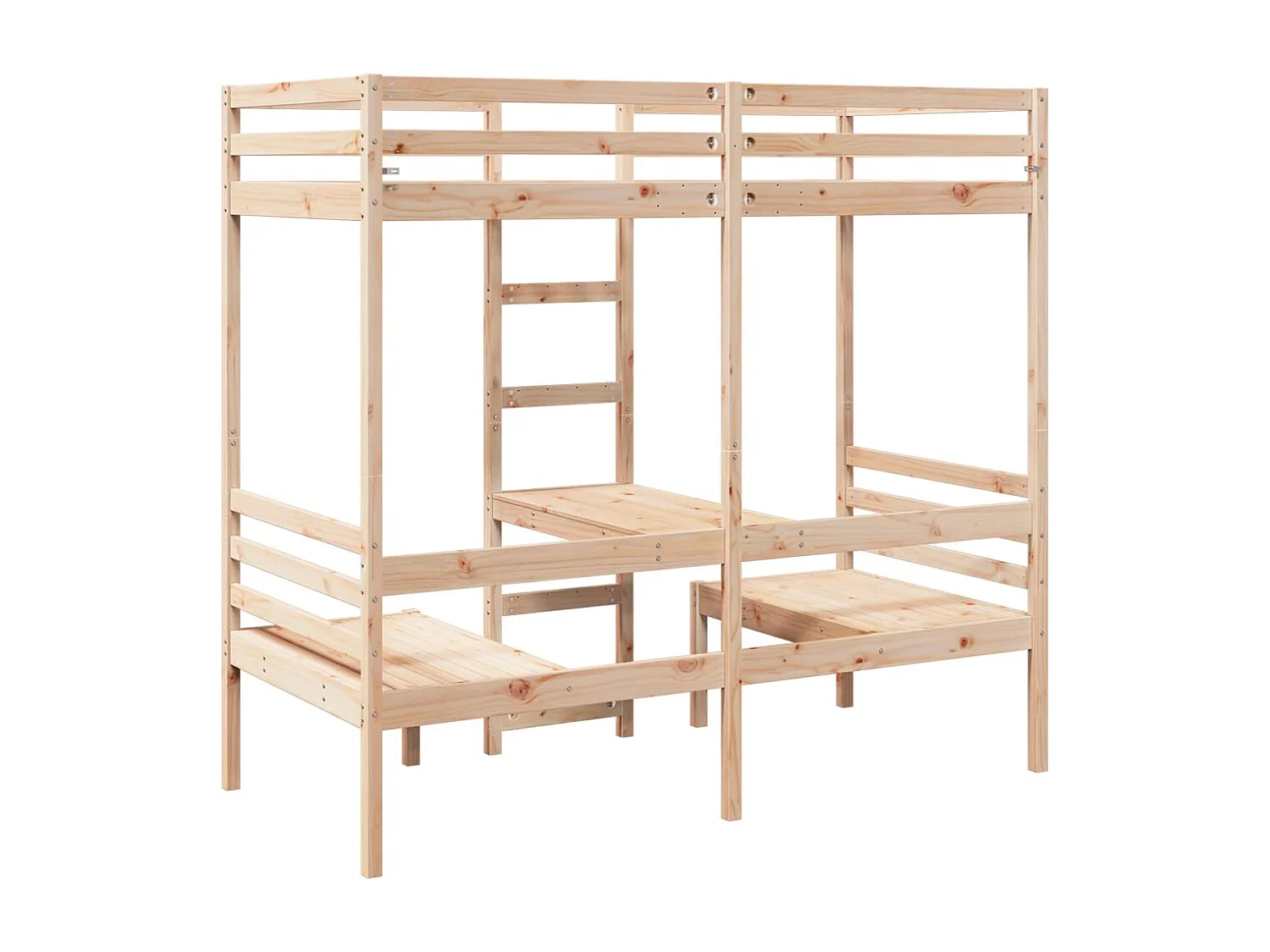 Hochbett mit Schreibtisch & Stühlen 75x190 cm Massivholz Kiefer