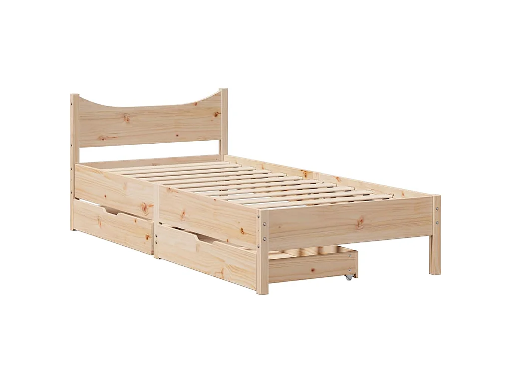 Cadre de lit avec tiroirs 75x190 cm bois de pin massif