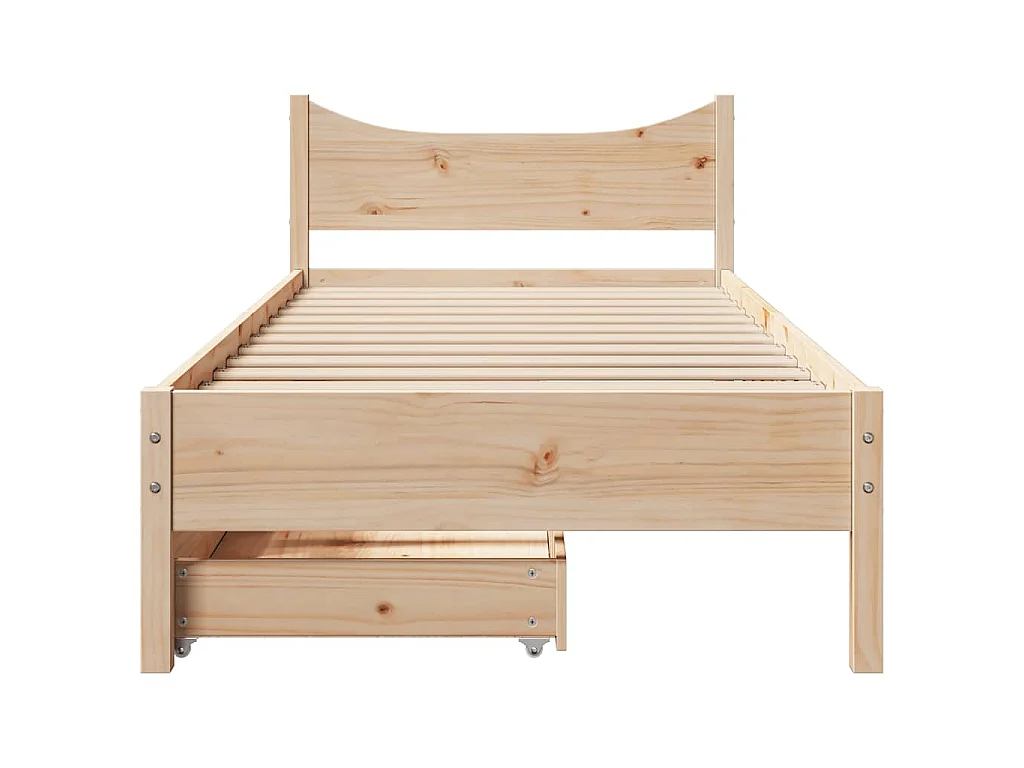 Cadre de lit avec tiroirs 75x190 cm bois de pin massif