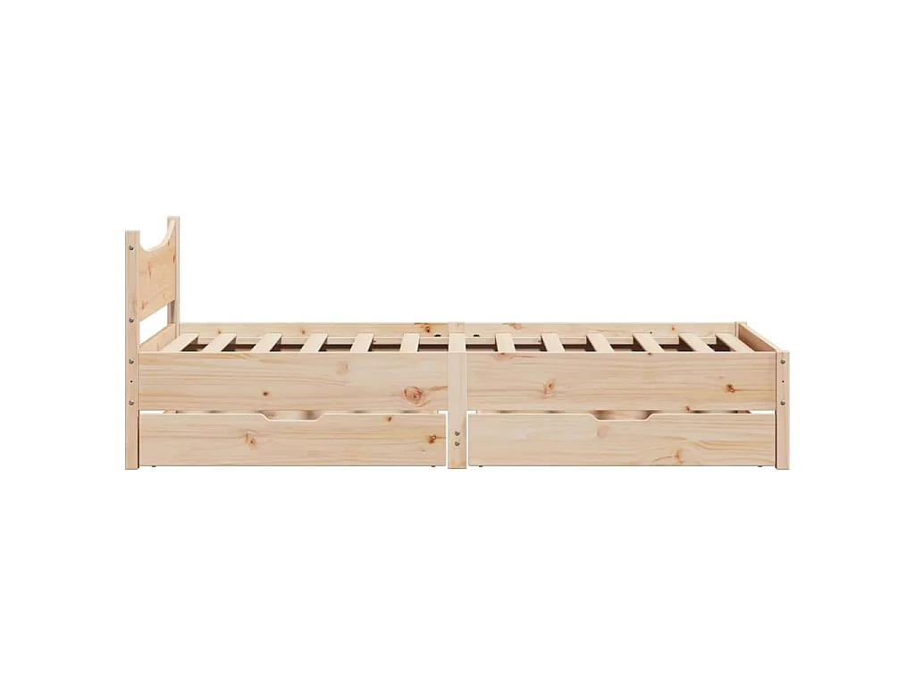 Cadre de lit avec tiroirs 75x190 cm bois de pin massif