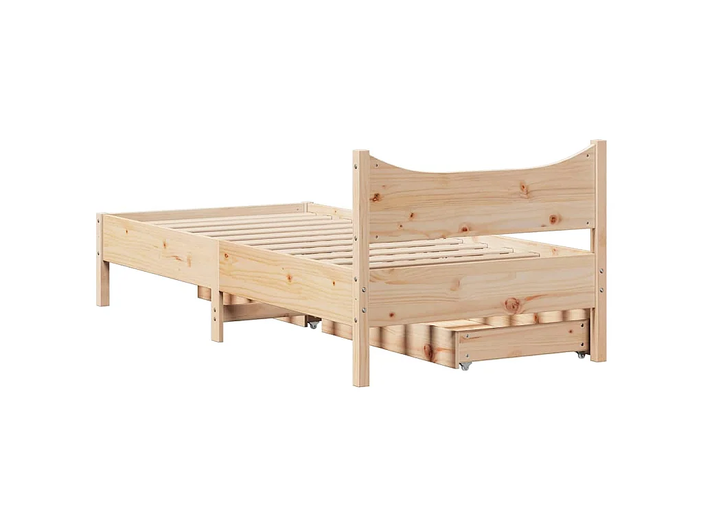 Cadre de lit avec tiroirs 75x190 cm bois de pin massif