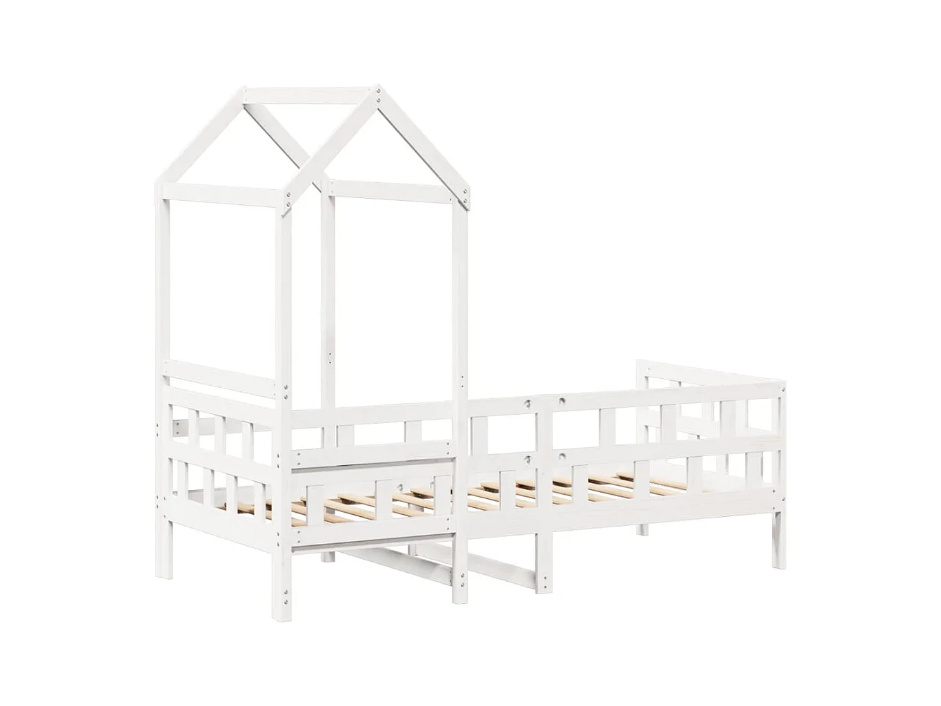 Tagesbett mit Dach Weiß 80x200 cm Massivholz Kiefer