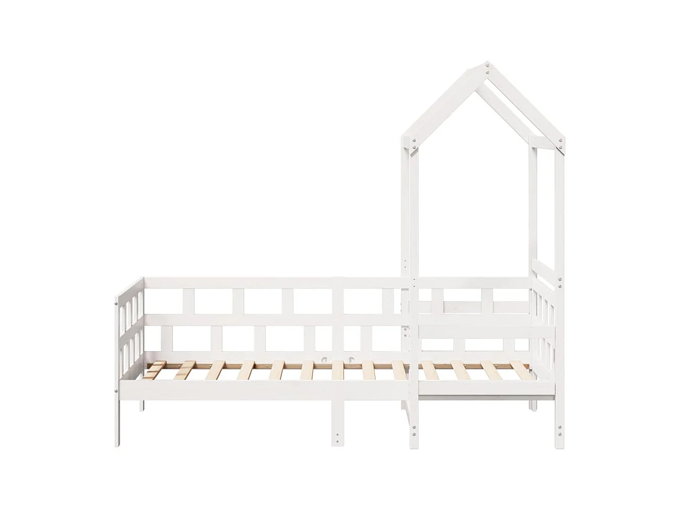Tagesbett mit Dach Weiß 80x200 cm Massivholz Kiefer