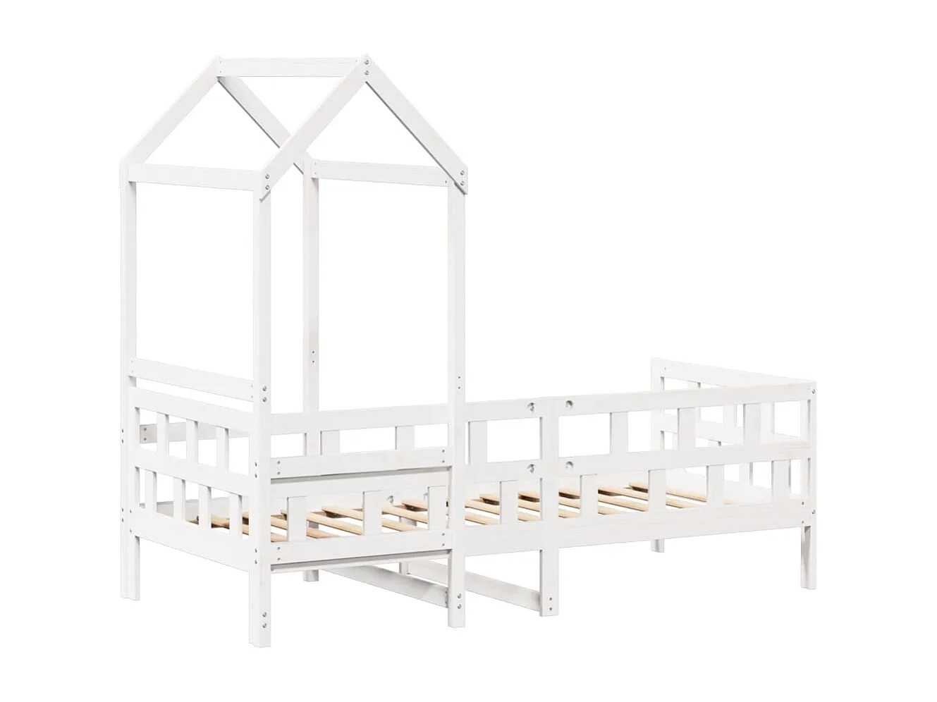 Tagesbett mit Dach Weiß 80x200 cm Massivholz Kiefer