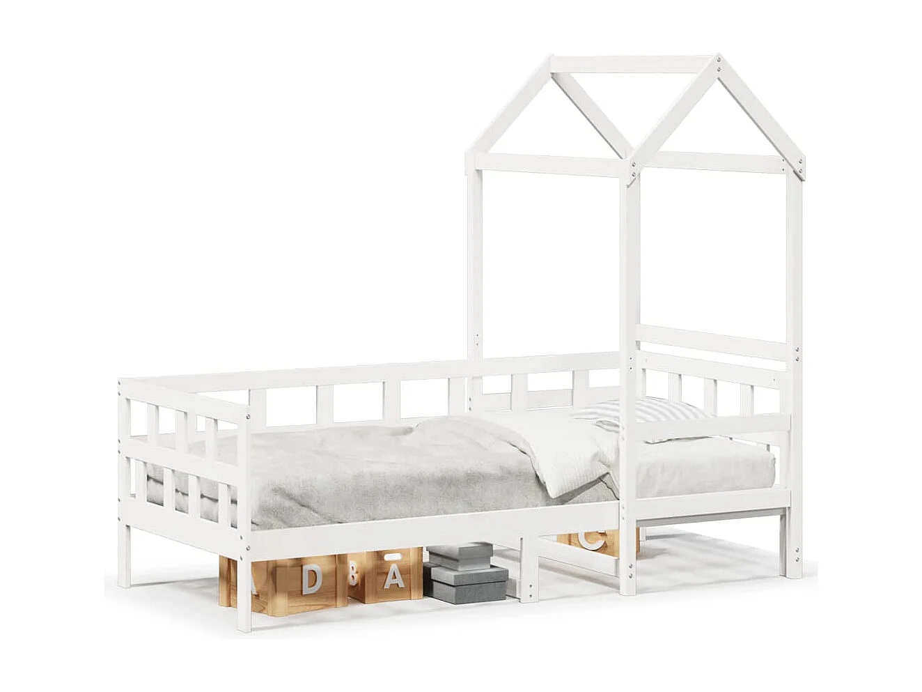 Tagesbett mit Dach Weiß 80x200 cm Massivholz Kiefer