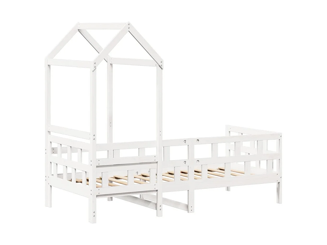 Tagesbett mit Dach Weiß 80x200 cm Massivholz Kiefer