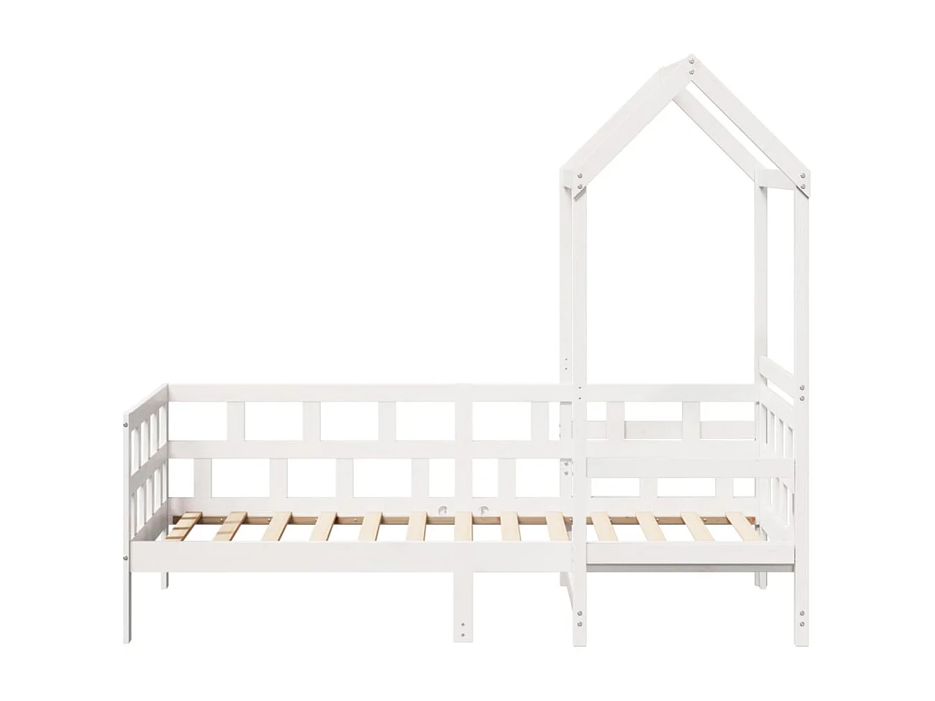 Tagesbett mit Dach Weiß 80x200 cm Massivholz Kiefer